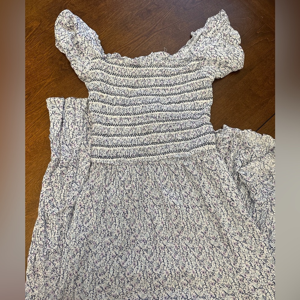 Altar'd State White and Blue Floral Maxi Dress